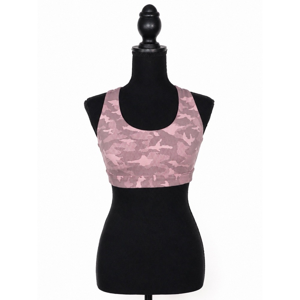 ATHLETA A-C ULTIMATE TEXTURED PINK CAMO SPORTS BRA M